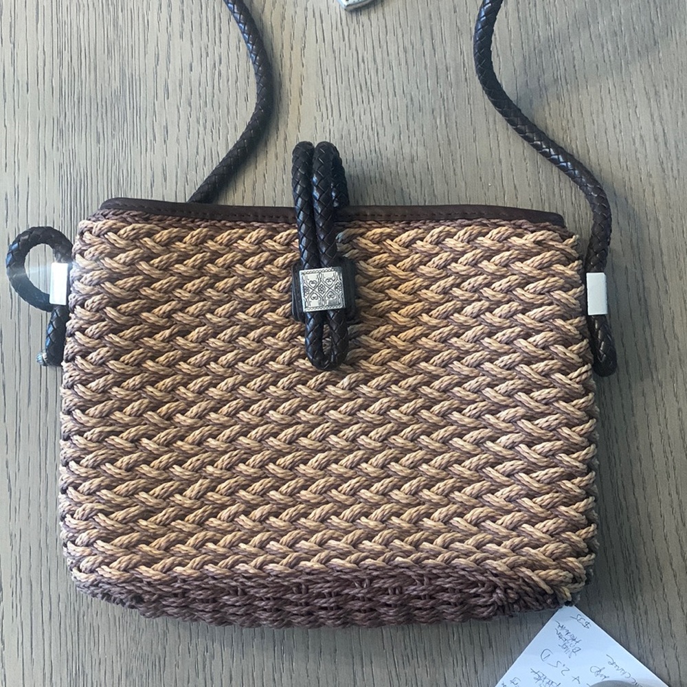 Brighton woven Straw Leather trim  Crossbody bag